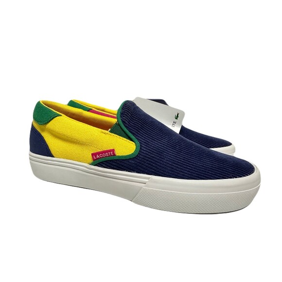 NEW Lacoste Youth Boys Size 3.5 Jump Serve Multicolor Corduroy Slip On Sneaker - Picture 2 of 6